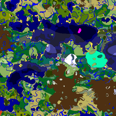Predicted biome map of Java 1.18 seed -1567551829512702853 around estimated spawn