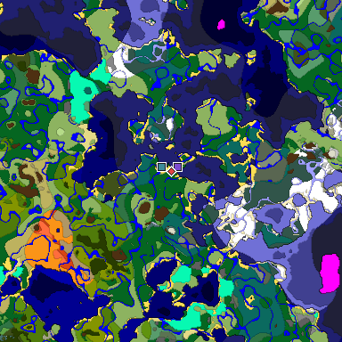Predicted biome map of Java 1.18 seed 4336925516458721283 around estimated spawn