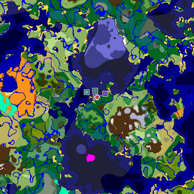 Predicted biome map of Java 1.18 seed -2653744663568716059 around estimated spawn