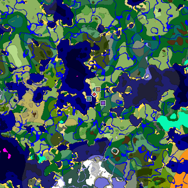 Predicted biome map of Java 1.18 seed 4139621622970480826 around estimated spawn