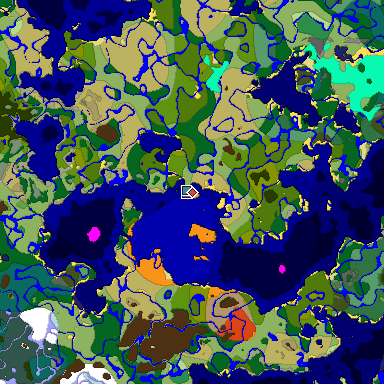 Predicted biome map of Java 1.18 seed -5038980408326634851 around estimated spawn