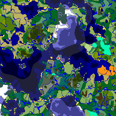 Predicted biome map of Java 1.18 seed 8152014812802931439 around estimated spawn
