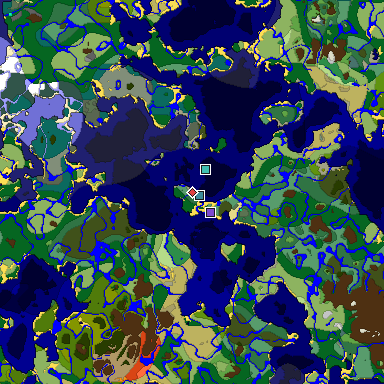 Predicted biome map of Java 1.18 seed 5162393456306270756 around estimated spawn