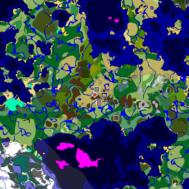 Predicted biome map of Java 1.18 seed 4551799701068390276 around estimated spawn