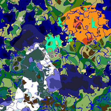 Predicted biome map of Java 1.18 seed 355667872308073207 around estimated spawn