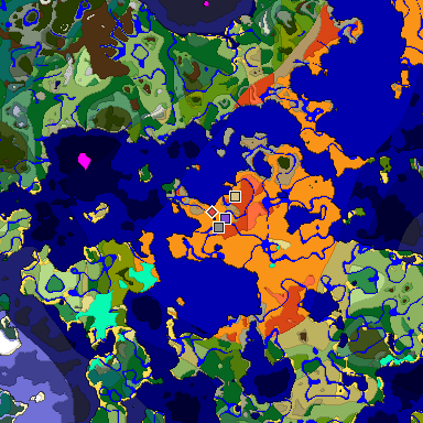 Predicted biome map of Java 1.18 seed -1912282591178204533 around estimated spawn