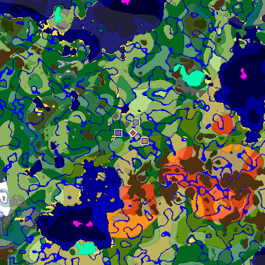 Predicted biome map of Java 1.18 seed -1177447534313247544 around estimated spawn
