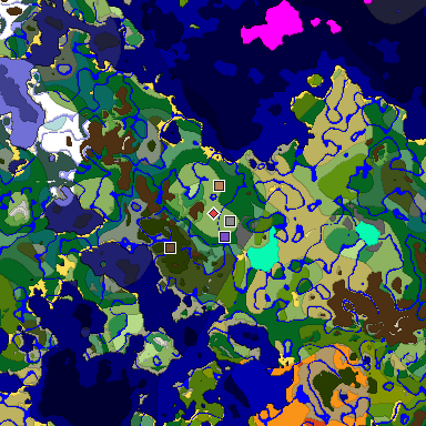 Predicted biome map of Java 1.18 seed -8597740591081356103 around estimated spawn