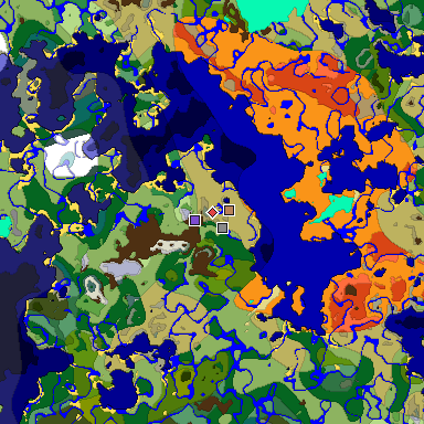 Predicted biome map of Java 1.18 seed -5836378625416347245 around estimated spawn