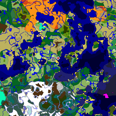 Predicted biome map of Java 1.18 seed -191448568284373729 around estimated spawn