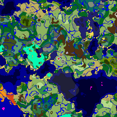 Predicted biome map of Java 1.18 seed -3378562776426087625 around estimated spawn