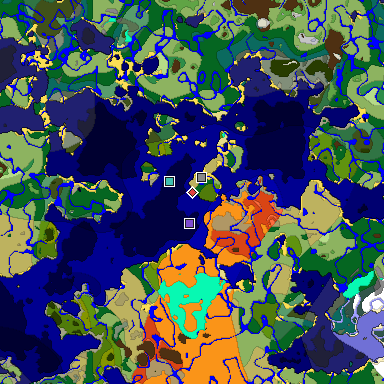 Predicted biome map of Java 1.18 seed 1769785623489595107 around estimated spawn