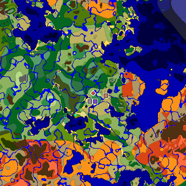 Predicted biome map of Java 1.18 seed -6586841978097515505 around estimated spawn