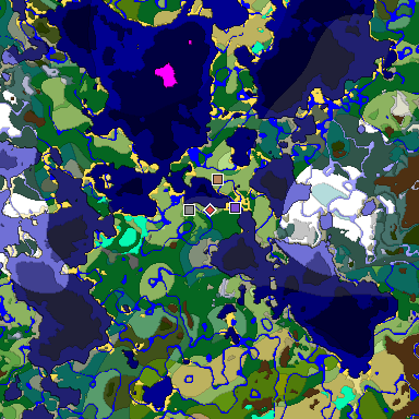 Predicted biome map of Java 1.18 seed -1732524999700816696 around estimated spawn