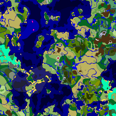 Predicted biome map of Java 1.18 seed 6315276122543911932 around estimated spawn