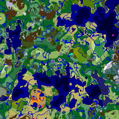 Predicted biome map of Java 1.18 seed 3526379018832892139 around estimated spawn