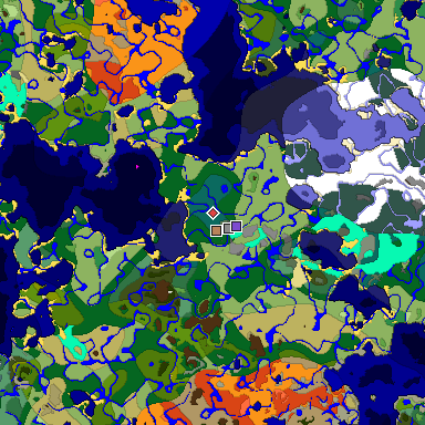 Predicted biome map of Java 1.18 seed 5578314706990215501 around estimated spawn