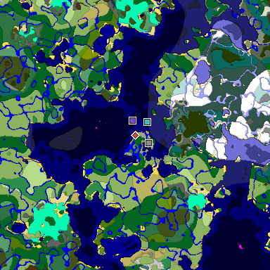 Predicted biome map of Java 1.18 seed 6962079647257872921 around estimated spawn