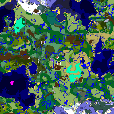 Predicted biome map of Java 1.18 seed -2196563741749407741 around estimated spawn