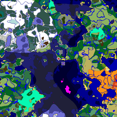 Predicted biome map of Java 1.18 seed 4472245958325381076 around estimated spawn