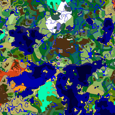 Predicted biome map of Java 1.18 seed -8816772088097319807 around estimated spawn