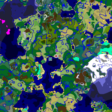 Predicted biome map of Java 1.18 seed 4946330863058488928 around estimated spawn