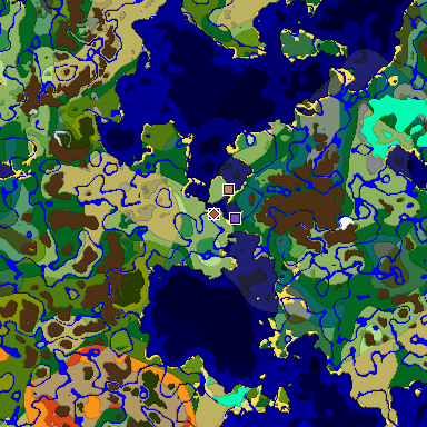 Predicted biome map of Java 1.18 seed 6413759499931911646 around estimated spawn
