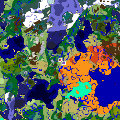 Predicted biome map of Java 1.18 seed 9203278117938843257 around estimated spawn