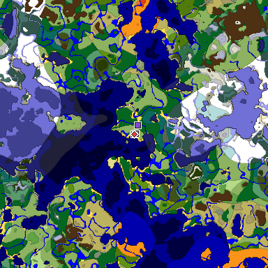 Predicted biome map of Java 1.18 seed 5527973586488965018 around estimated spawn