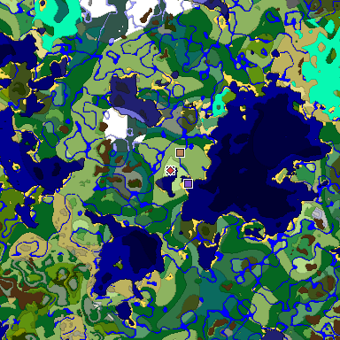 Predicted biome map of Java 1.18 seed 6163659558053330894 around estimated spawn