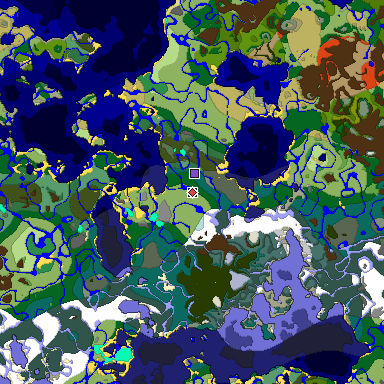 Predicted biome map of Java 1.18 seed -8006945017526024331 around estimated spawn