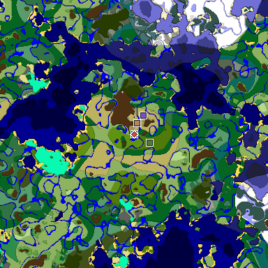 Predicted biome map of Java 1.18 seed -923942860794978691 around estimated spawn
