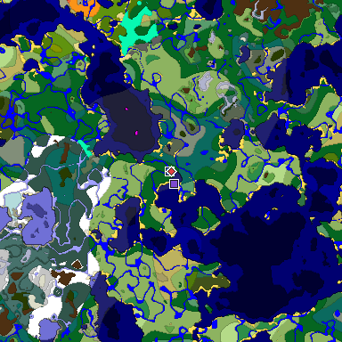 Predicted biome map of Java 1.18 seed -4058879182393237795 around estimated spawn
