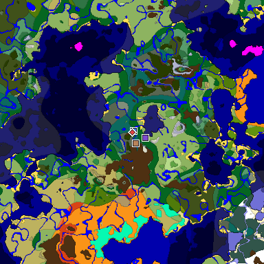 Predicted biome map of Java 1.18 seed -7867539425303540108 around estimated spawn
