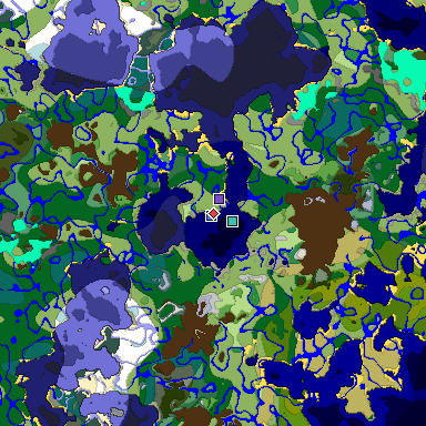 Predicted biome map of Java 1.18 seed 6226431226489574670 around estimated spawn