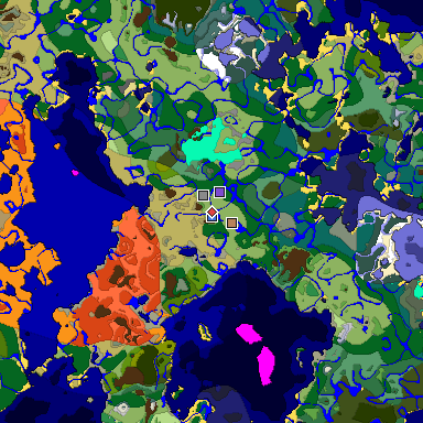 Predicted biome map of Java 1.18 seed 8282412854123201271 around estimated spawn