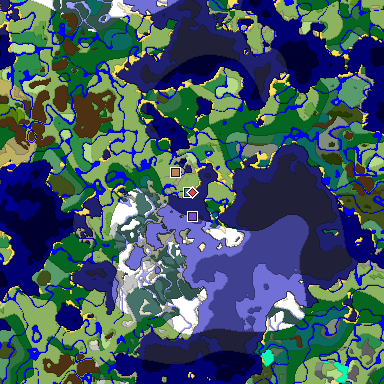 Predicted biome map of Java 1.18 seed -7009556324687841679 around estimated spawn