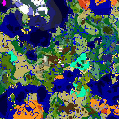 Predicted biome map of Java 1.18 seed 4468875875443841980 around estimated spawn