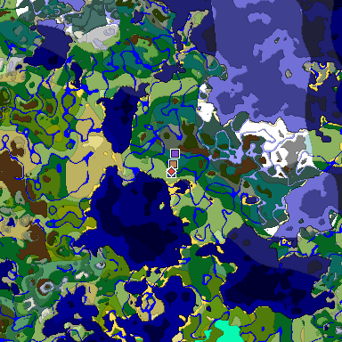 Predicted biome map of Java 1.18 seed -7118582105888985547 around estimated spawn