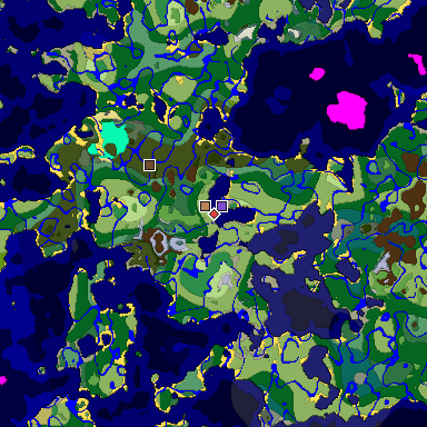Predicted biome map of Java 1.18 seed -6014059577084448413 around estimated spawn