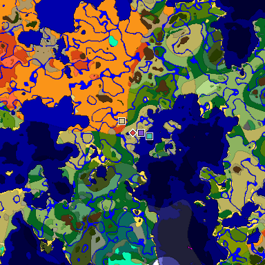 Predicted biome map of Java 1.18 seed 8290484964470610857 around estimated spawn
