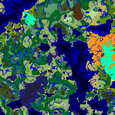 Predicted biome map of Java 1.18 seed 3231501038204874003 around estimated spawn