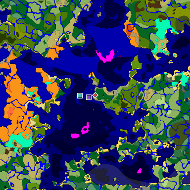 Predicted biome map of Java 1.18 seed -6645437558441159609 around estimated spawn