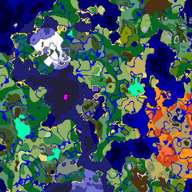 Predicted biome map of Java 1.18 seed 6693910687830772085 around estimated spawn