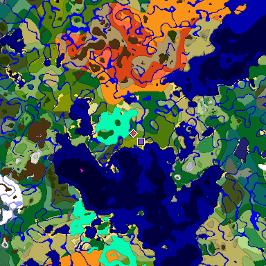 Predicted biome map of Java 1.18 seed 3732064242581305753 around estimated spawn