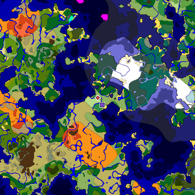 Predicted biome map of Java 1.18 seed -6863631083522645981 around estimated spawn
