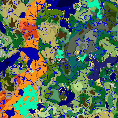 Predicted biome map of Java 1.18 seed 5921650110986437361 around estimated spawn