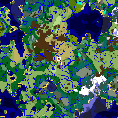 Predicted biome map of Java 1.18 seed -1210322797510319574 around estimated spawn
