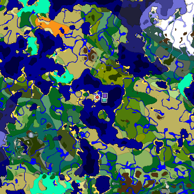 Predicted biome map of Java 1.18 seed -1173082358014803314 around estimated spawn