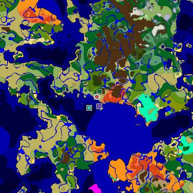 Predicted biome map of Java 1.18 seed -7248774724008565669 around estimated spawn